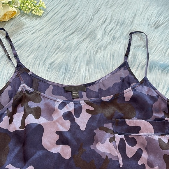 ATM Anthony Thomas Melillo Blue Camo Silk Satin Pocket Tank Top sz M - Picture 4 of 11